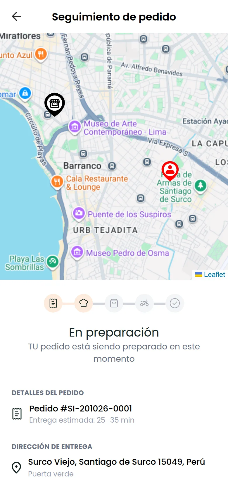 Seguimiento de pedido en la tienda online de Aimo Food Delivery